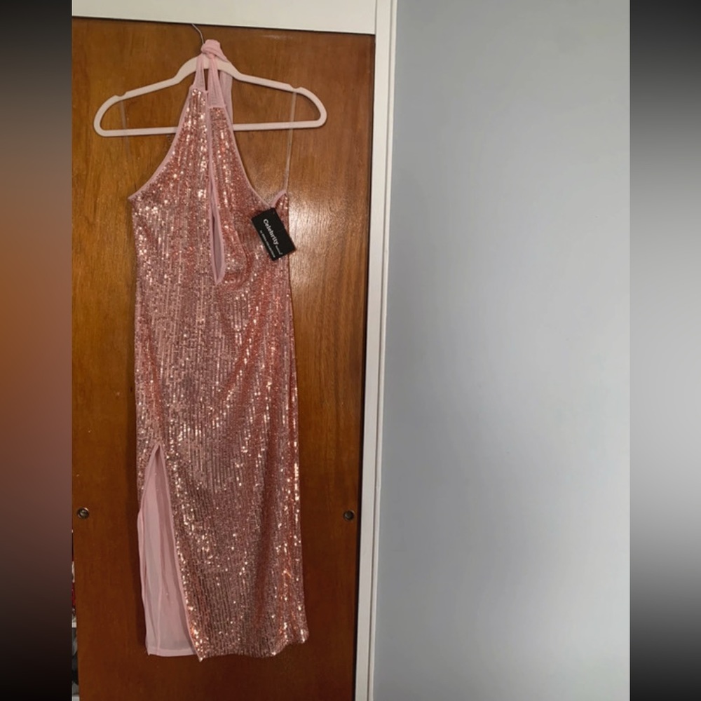 Pink party long dress